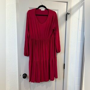 Elegant Red V-Neck Dress